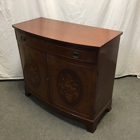Vintage Birdseye Maple & Walnut Veneers Bow-Front Buffet