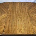 Vintage MCM Round Drexel Black Walnut Veneer Expanding Dining Table