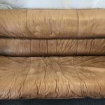 Vintage Danish Modern Dyrlund Brown Leather Sofa