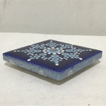 Susan Sitaraman Single Hand Painted Snowflake Mandala On Blue Tile Magnet