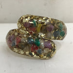 Vintage 1960's MC Lucite & Shell Confetti Clamp Bracelet