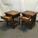 Pair of Vintage Mission Solid Pine 2-Tier Night Stands