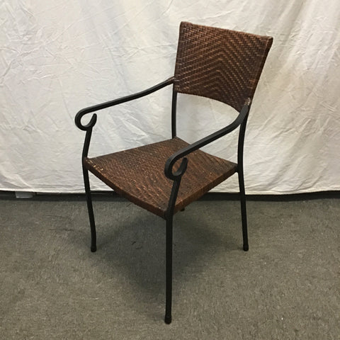 Modern Wrought Iron & Rattan Accent Chair