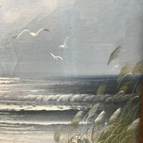 Signed Grassy Ocean Dunes Oil Painting