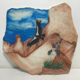 Original 2018 Southwestern Bird In Flight Painted On Stone
