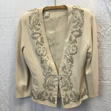 3pc Vintage Off-White Skirt, Blouse, & Beaded Jacket Set