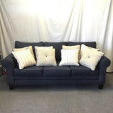 Contemporary Raymour & Flanigan "McKinley" Blue 3-Cushion Sofa
