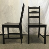 Set of 4 Modern IKEA JOKKMOKK Black-Brown Solid Pine Dining Chairs