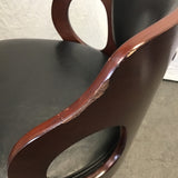 Set of 3 Black Vinyl & Silver Metal Adjustable-Height Stools