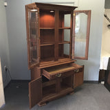 2pc Vintage Federal Solid Cherry Buffet & Glass-Front Hutch