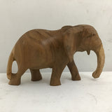 Vintage MCM Carved Solid Teak Elephant