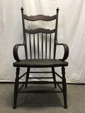 Vintage Black-Stained Solid Oak Accent Chair