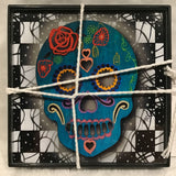 Eltimar Design Set of 2 Framed Sugar Skull Zentangle Inspired Artwork Prints