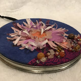 Twin Cat "Sea Anemone" Pink & Blue Embroidery in Vintage Hoop