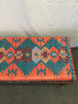 Modern Blue & Orange Upholstered Dining Bench