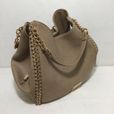 Bebe Tan Faux Leather "Colette" Triple Entry Hobo Shoulder Tote Bag