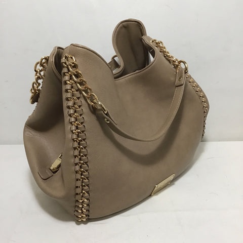 Bebe Tan Faux Leather "Colette" Triple Entry Hobo Shoulder Tote Bag