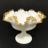 Vintage Fenton Goldcrest Ruffled Footed Bowl