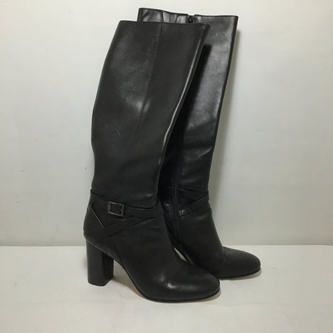 Antonio Melani "Pratt" Black Leather Knee-High Boots