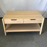 Modern Oak Laminate 2-Tier 2-Drawer Coffee Table