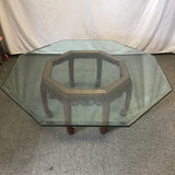 Vintage Plate Glass & Solid Teak Octogonal Coffee Table
