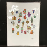 Marika Chew "Bird Houses" 9x12 Signed Art Print