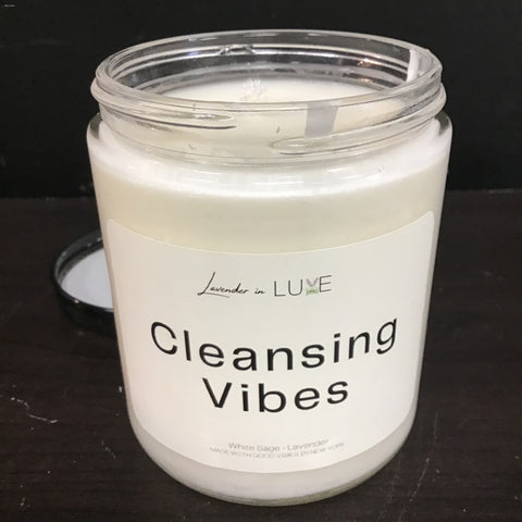 Lavender in Luxe 8oz "Cleansing Vibes" Candle in Clear Glass Jar