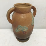 Vintage Roseville Brown Ceramic Fuschia Vase