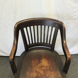 Vintage Solid Black Walnut Rolling Banker's Office Chair