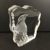 Signed Mats Jonasson Sweden Crystal Bird Paperweight