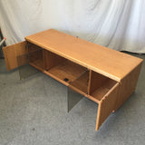 Vintage Oak Veneer 3-Cabinet Credenza