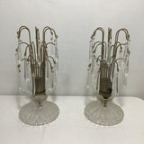 Pair of Vintage Art Deco Budoir Waterfall Crystal Table Lamps