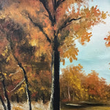 Framed Original Autumn Forest River Landscape Oil Painting