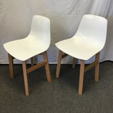 Pair of Contemporary MCM ITF Designs "Petite HiREK" White Bucket Dining Chairs