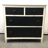 Vintage Off-White & Black Painted Two-Tone 4-Drawer Chest of Drawers
