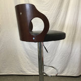 Set of 3 Black Vinyl & Silver Metal Adjustable-Height Stools