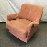 Vintage Salmon Pink Upholstered Swivel Rocking Chair
