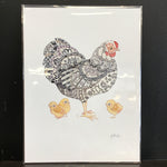 Marika Chew "Plymouth Rock Hen and Chicks" 9x12 Signed Art Print