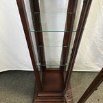 Modern Cherry Veneer Glass-Sided Display Case/Pedestal Stand