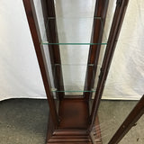 Modern Cherry Veneer Glass-Sided Display Case/Pedestal Stand