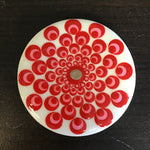 Susan Sitaraman Single Hand Painted Monochrome Flower On Round White Tile Magnet