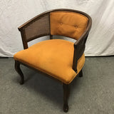 Vintage MCM Orange Upholstered Basket Accent Chair