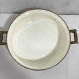 Vintage MC Asta Floral Enamel & Brass Dutch Oven