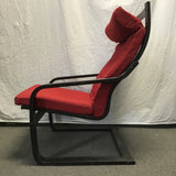 IKEA Black/Brown Birch & Red Upholstered POANG Armchair
