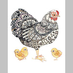 Marika Chew "Plymouth Rock Hen and Chicks" 9x12 Signed Art Print