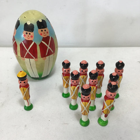 11pc Vintage Hand Painted Soldiers In Egg