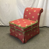 Modern Red Botanical Upholstered Slipper Accent Chair