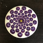 Susan Sitaraman Single Hand Painted Monochrome Flower On Round White Tile Magnet