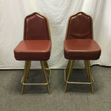 Pair of MCM Gasser Chair Co. Red Counter Height Casino Swivel Bar Stools