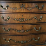 Vintage Drexel Walnut Veneer Floral 4-Drawer Dresser